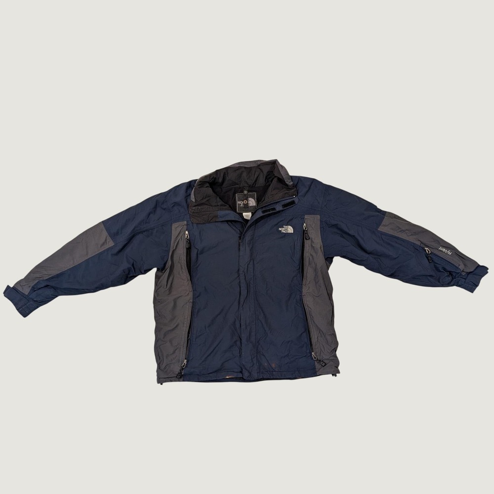 The North Face HyVent Jacket Mens Y2K 2000s Navy Gray Waterproof Technical Shell
